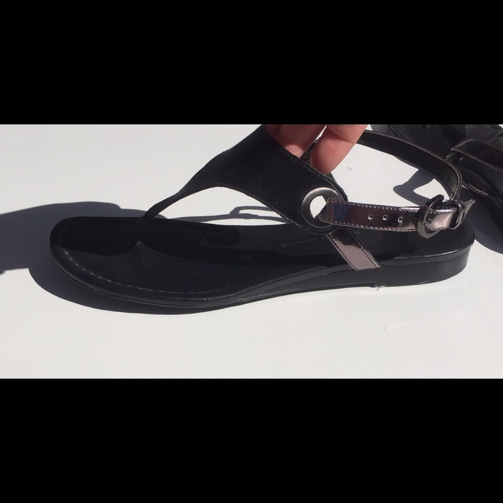 Franco Sarto Black & Silver Strappy Sandals Sz 8.5